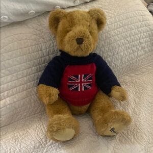 Harrods Knightsbridge Collectible Bear with Union Jack Sweater